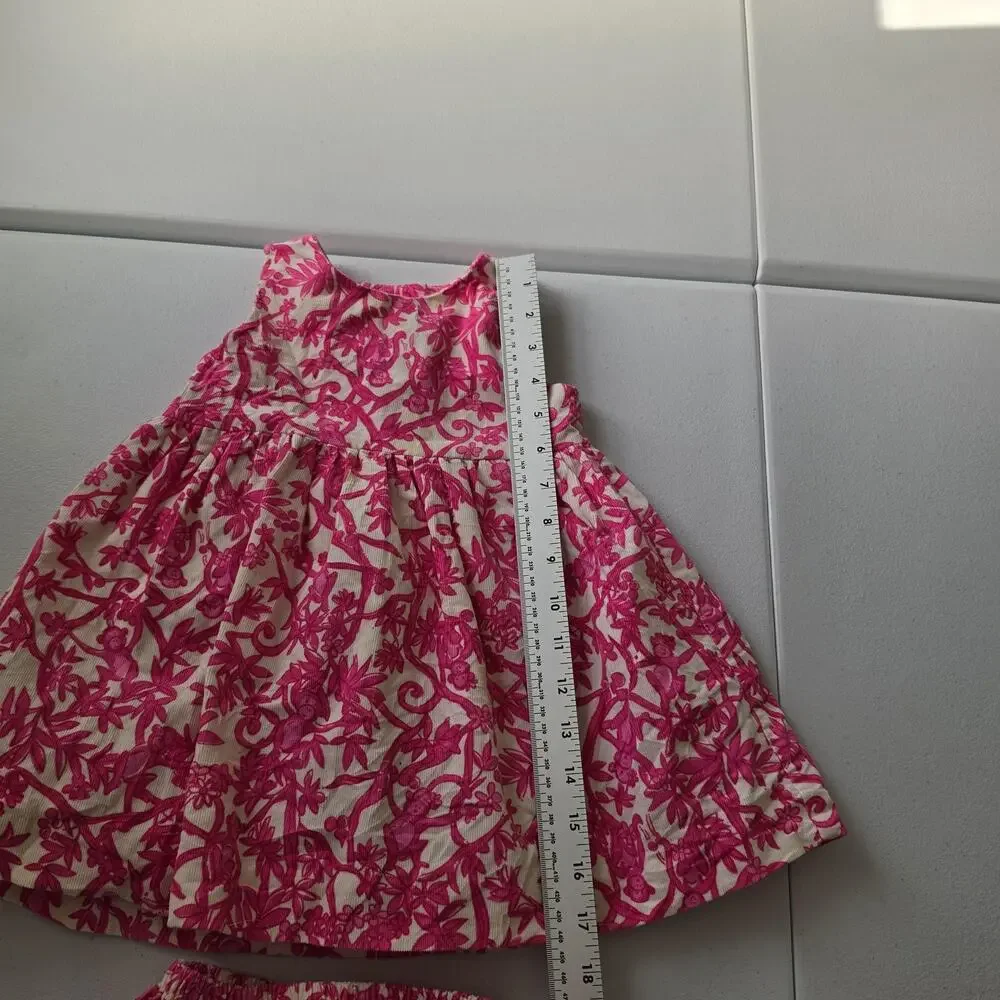 Lilly Pulitzer Dress Set Girls 18-24 Months Pink Floral Corduroy Lined 2 Piece